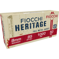 Fiocchi Pistol Shooting Dynamics Handgun Ammunition 9mm Makarov 95 gr FMJ 1020 fps 50/box