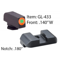 Ameriglo Hackathorn Sight Set for Glock 17-39 Front Tritium - Green / Front Outline - Orange / Rear - Black Serrated