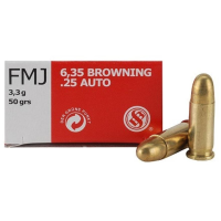 Sellier & Bellot Pistol & Revolver Ammo .25 Auto 50 gr FMJ 50/Box