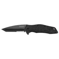 Kershaw Kuro Tanto Knife - Black / Partially Serrated