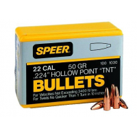 Speer TNT Rifle Bullets .22 cal .224" 50 gr TNTHP 100/ct