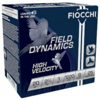 Fiocchi High Velocity Shotshells 20 ga 2-3/4 1oz 1220 fps #9 25/ct