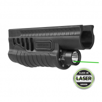 Nightstick Shotgun Forend Light with Green Laser Black for Mossberg 500/590/590A1/Shockwave 1200 Lumens