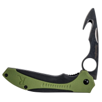 Remington Sportsman Folding Skinner Knife 3.25" Guthook OD Green and Black