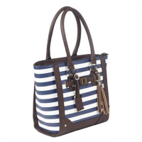 Bulldog Tote Style Purse w/Holster - Navy Stripe