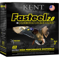 Kent Fasteel + Precision Plated Steel Waterfowl Shotshells 20ga 3" 1oz 1350 fps  #2 & #4 25/ct