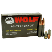 Wolf Polyformance Rifle Ammunition .300 Blackout 145gr FMJ 1985 fps 20/ct