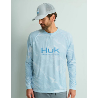 Huk Mossy Oak Pursuit Performance Long Sleeve Crew Shirt MO Stormwater Bonefish S