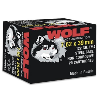 Wolf WPA Polyformance Rifle Ammunition 7.62x39mm 123 gr FMJ 2396 fps - 20/box