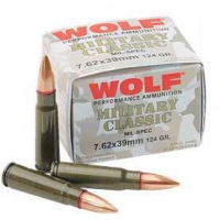 Wolf Military Classic Rifle Ammunition 7.62x39 124 gr FMJ 2330 fps - 20/box