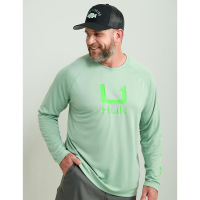 Huk Icon Crew Long Sleeve Shirt Fog Green L