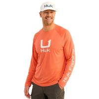 Huk Icon Crew Long Sleeve Shirt Fresh Salmon S