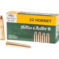 Sellier & Bellot Rifle Ammunition .22 Hornet 45 gr FMJ 2345 fps 20/ct