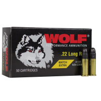 Wolf Match Extra Rimfire Ammunition .22 LR 40 gr RN 1050 fps 50/ct