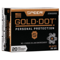 Speer Gold Dot Handgun Ammunition 25 ACP 35 gr HP 900 fps 20/ct