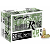 Remington Range Handgun Ammo 9mm Luger 115 gr FMJ 1145 fps 250/ct