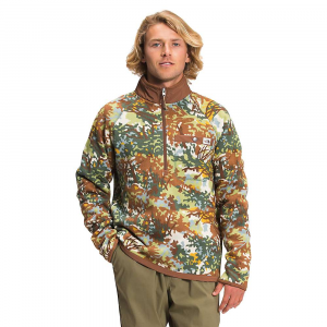 The North Face Men's Printed Gordon Lyons 1/4 Zip Top Thyme Canvas Paint Texture Print / Pinecone Brown