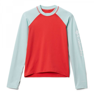 Columbia Youth Sandy Shores LS Sunguard Top Red Hibiscus / Icy Morn