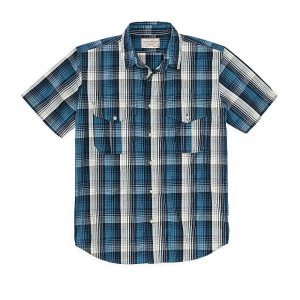 Filson Men's Washed SS Feather Cloth Shirt Service Blue / White