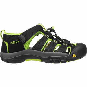 KEEN Youth Newport H2 Water Sandals with Toe Protection and Quick Dry Black / Lime Green
