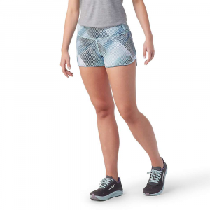Smartwool Women's Merino Sport Lined Short Bleached Aqua Mountain Plaid Print