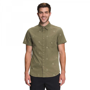 The North Face Men's Baytrail Jacquard SS Shirt Burnt Olive Green Half Dome Knockout Print