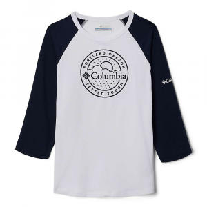Columbia Youth Outdoor Elements 3/4 Sleeve Shirt White / Collegiate Navy Pdx Graphic