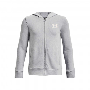 Under Armour Boys' Rival Terry Full Zip Hoodie Mod Grey Light Heather / Onyx White