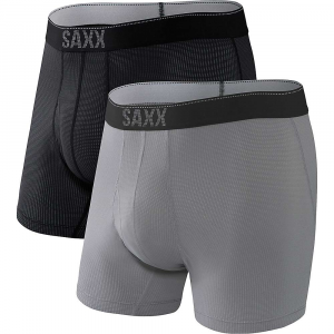 SAXX Men's Quest Quick Dry Mesh Boxer Brief Fly 2 Pack Black/Dark Charcoal II