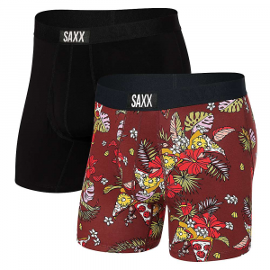 SAXX Men's Ultra Super Soft Boxer Brief with Fly 2 Pack Hawaiian Pizza / Black