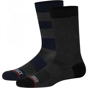 SAXX Men's Whole Package Crew Sock - 2 Pack Black Heather / Ombre Rugby