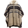 Magid Zip Stripe Kimono with Faux Fur & Pocket Detail - Women's