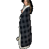 Grey Plaid Sherpa Throw Blanket (BL774)
