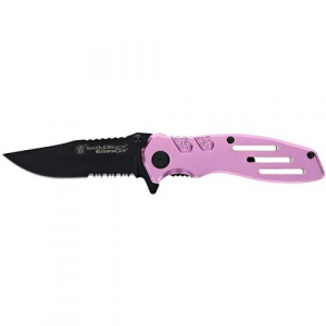 Smith & WessonA(R) SWA24SPCP Extreme Ops Liner Lock Folding Knife- PINK