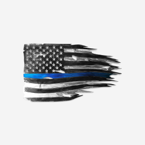 Thin Blue Line Metal Flag