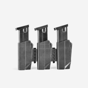 Beretta 90/M9 9mm Mag Pouch - eAMP LoPro MagP0353-Beretta 90/M9 9mm-Triple-Left Side Bullets Forward - Modern Brushed-1-1/2" to 1-3/4" x 1/4