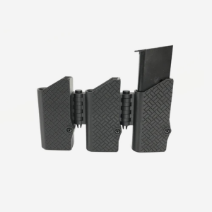 1911 45 ACP/9mm Mag Pouch - eAMP LoPro MagP0333-1911 45 ACP/9mm-Six-sbs-Left Side Bullets Forward - Modern Brushed-1-1/2" to 1-3/4" x 1/4&qu