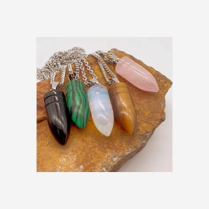 Gemstone Bullet Necklace-Tiger's Eye-24"