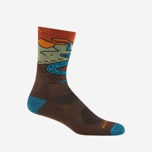 Men's Chasing Waterfalls Micro Crew Lightweight Hiking Sock-Denim-Large