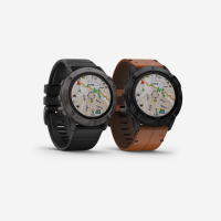 Garmin fenix 6X-Black DLC with Brown Leather