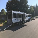 We have a 2017 jayco toy hauler bunk house this trailer has bunk bed ,great for a family of 9