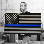 American Liquid Metal - Thin Blue Line Flag Sign&comma; Large