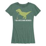 Women's T-Rex Hates Hand Grenades Tee Green