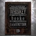 Books&comma; Whiskey&comma; Ammo Vintage Tin Sign