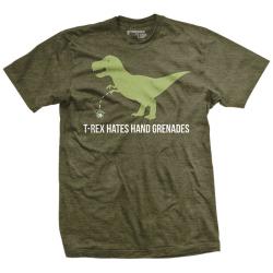 T-Rex Hates Hand Grenades T-Shirt Green