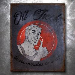 Oil Check Wrestling Vintage Tin Sign
