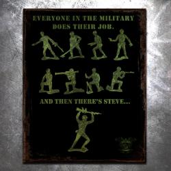 Green Army Man Vintage Tin Sign