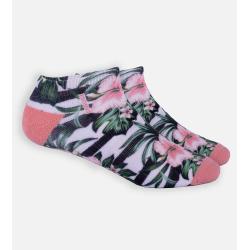 Bamboo Ankle Socks - Hibiscus Stripe Medium