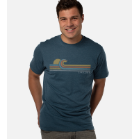 Bamboo Comfort Crew Tee - Retro Sunset - Bermuda Blue - M