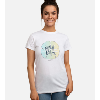 Women's Bamboo Crew Tee - Beach Vibes - White - M